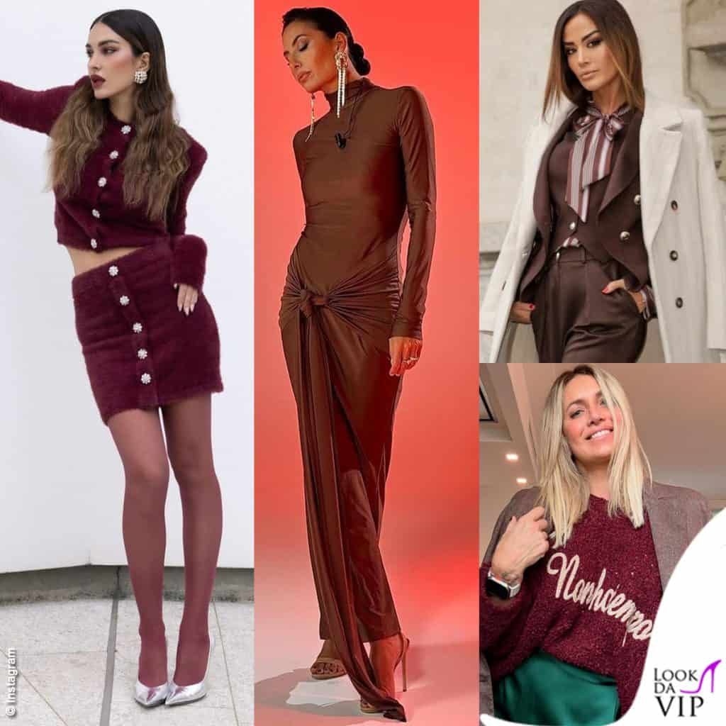 Outfit marrone borgogna