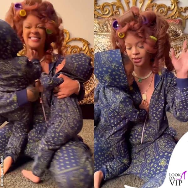 tante coccole e baci per mamma Rihanna