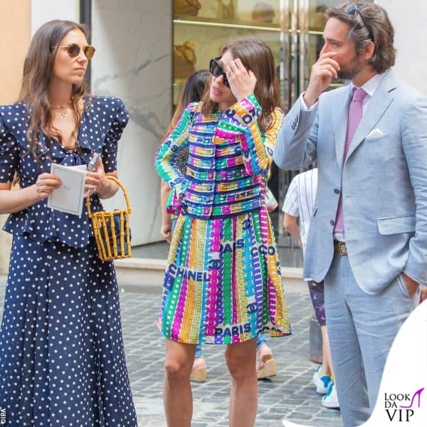 Tatiana Santo Domingo con il marito Andrea e la cognata Charlotte Casiraghi nel giugno del 2022 a un matrimonio 