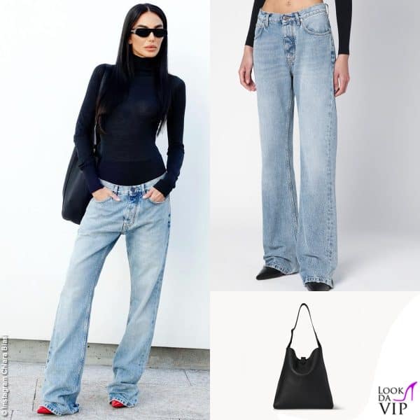 Chiara Biasi indossa jeans Balenciaga (borsa The Row, occhiali Gucci)