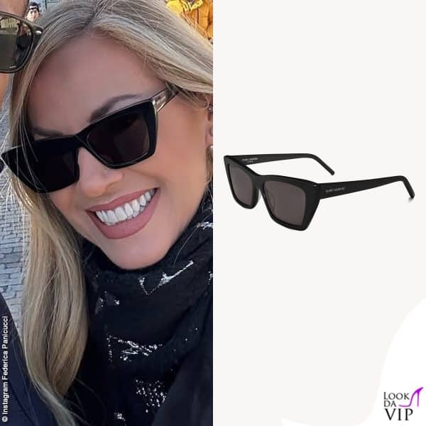 Federica Panicucci punta su occhiali da sole Saint Laurent