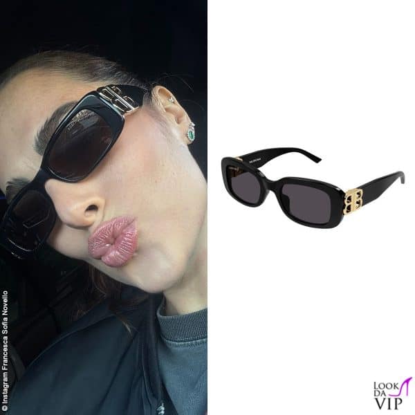 La scelta di Francesca Sofia Novello è caduta su occhiali da sole Balenciaga