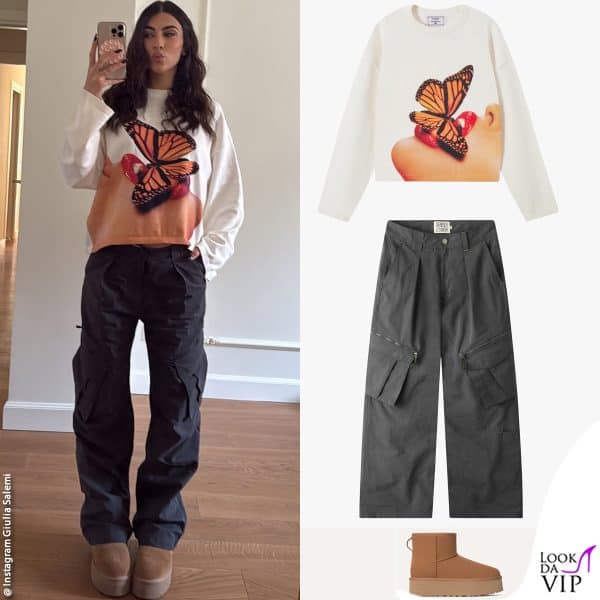 selfie allo specchio di casa: maglia e pantaloni Nude Project, stivali Ugg