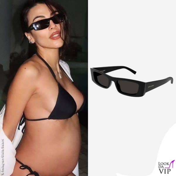 Giulia Salemi sfoggia il pancione e gli occhiali da sole Saint Laurent