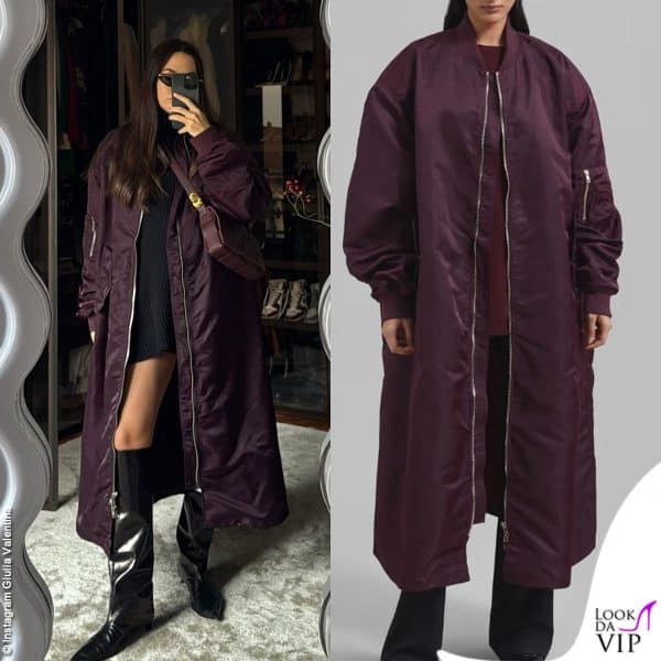 Giulia Valentina con un bomber The Frankie Shop (scarpe Jill Sander)