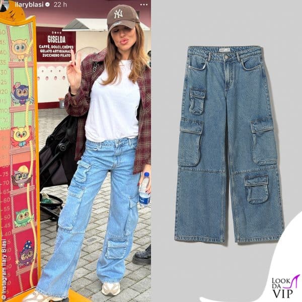 Ilary Blasi casual con pantaloni cargo Alcott