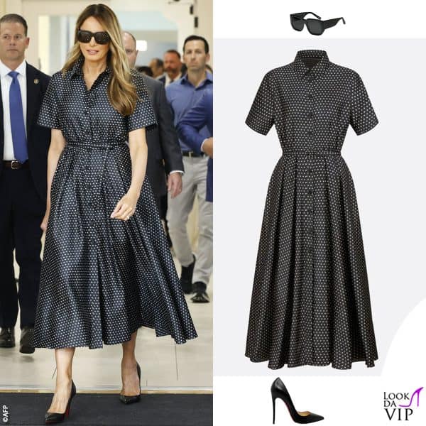 occhiali Elizabeth & James, abito Dior, pump Christian Louboutin 