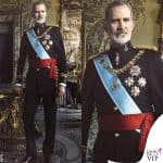 i ritratti di re Felipe e della regina Letizia di Spagna, in Balenciaga