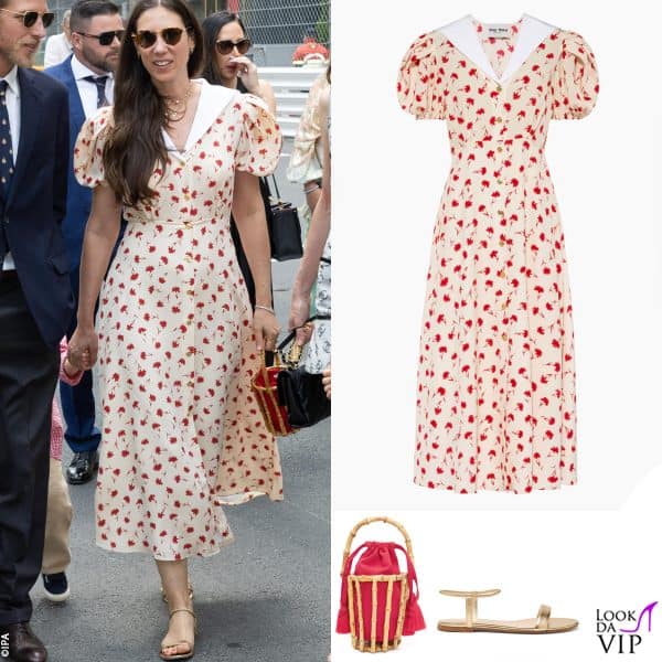 abito Miu Miu, borsa Glorinha Paranagua, sandali Gianvito Rossi 