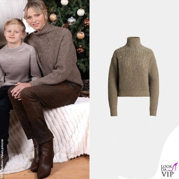 Il maglione Ralph Lauren di Charlene di Monaco è impreziosito da cristalli 