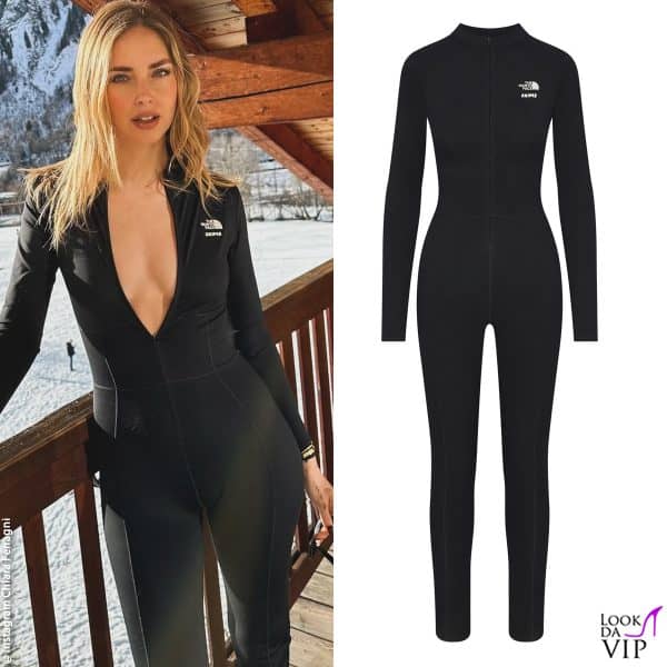 Chiara Ferragni con la catsuit The North Face x Skims (150 euro)