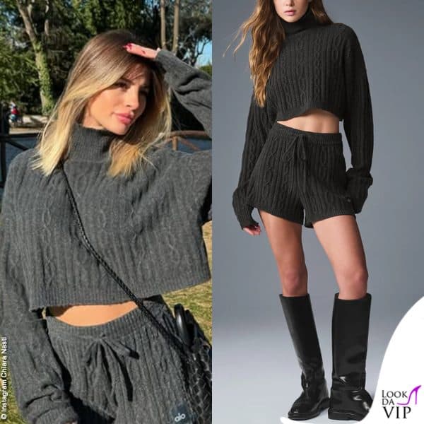 Chiara Nasti con un maglione crop Alo