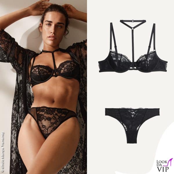 Clara Soccini in intimo di pizzo Yamamay (reggiseno 29 euro, perizoma 15 euro)
