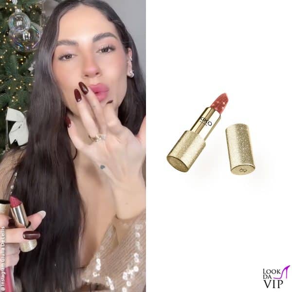Giulia De Lellis  sceglie il rossetto Kiko "holiday wonderlights starry night sparkling" (16,99 euro)