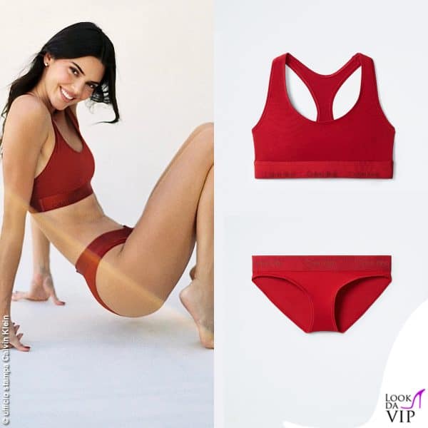 Kendall Jenner per Calvin Klein (brasserie 34 euro, slip 22 euro)