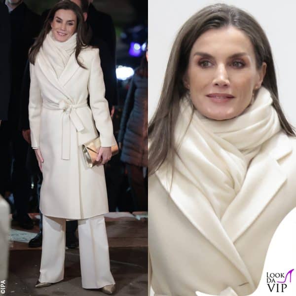 Letizia di Spagna è candida in total white 