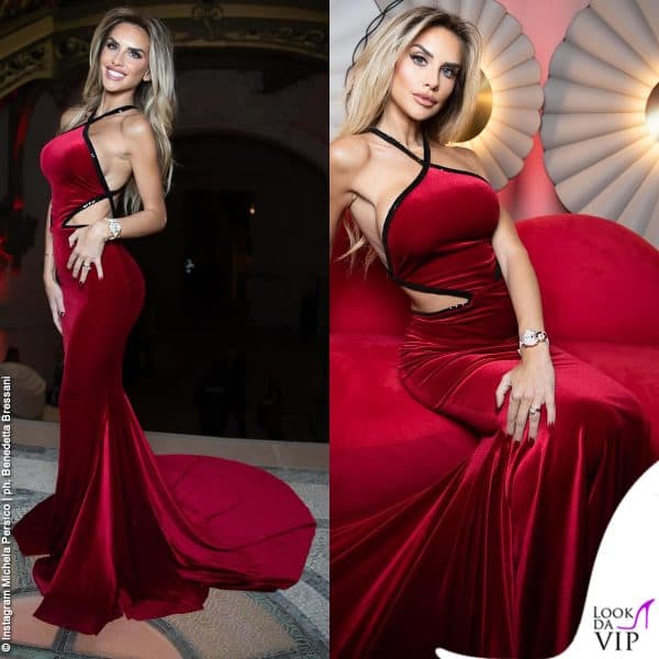 Michela Persico provoca con un abito costum Michele Giambrocono