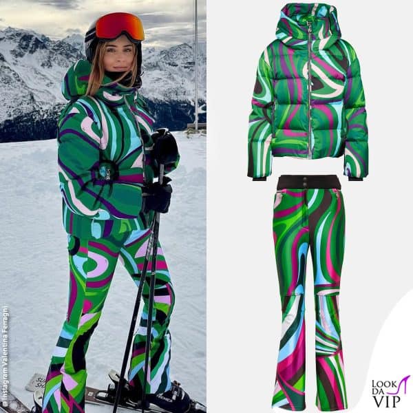Valentina sugli sci ha sfoggiato un completo Emilio Pucci x Fusalp 