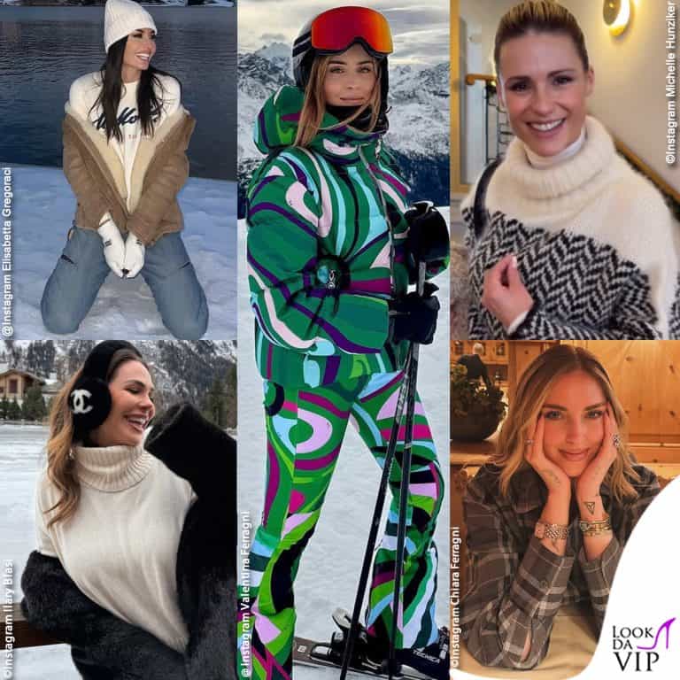 I look delle vip sulla neve di st. moritz per l'immacolata