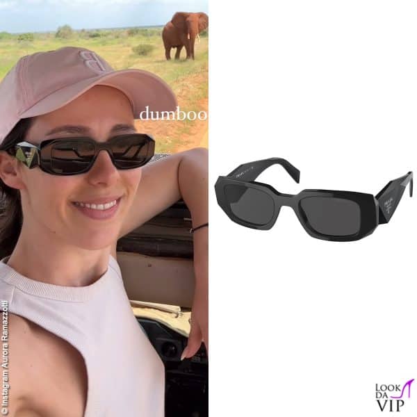 Aurora Ramazzotti in safari con occhiali da sole Prada
