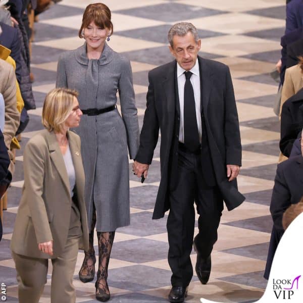 Carla Bruni e Nicolas Sarkozy a dicembre all'evento di riapertura di Notre-Dame 