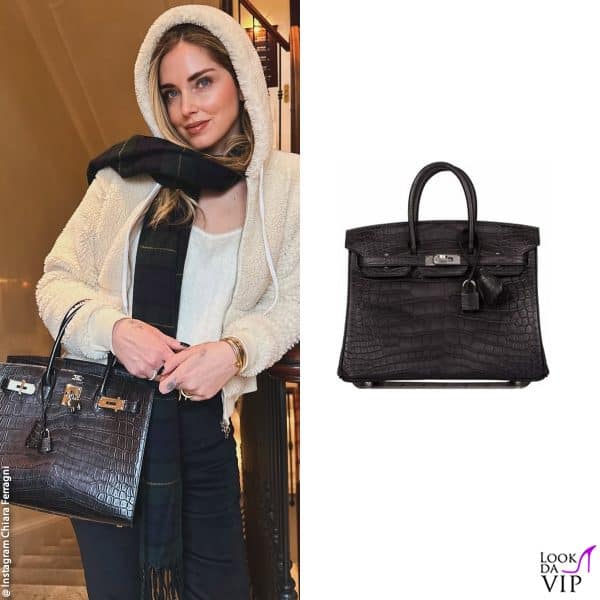 a spasso per Milano con la Birkin di Hermès in coccodrillo nero 