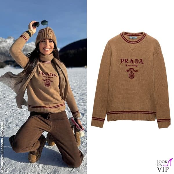 Elisabetta Gregoraci in marrone Prada