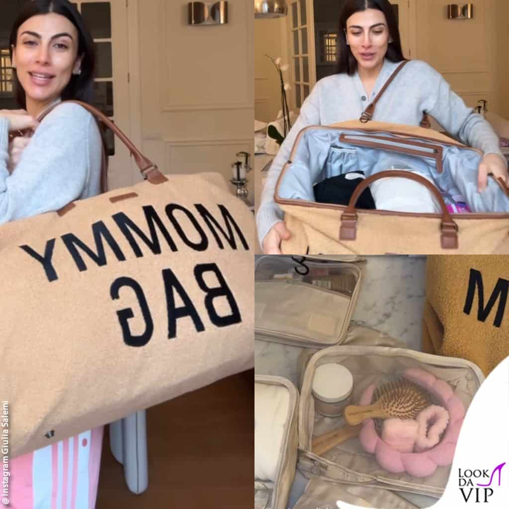 Giulia salemi prepara la borsa per il parto, ecco la Mommy bag
