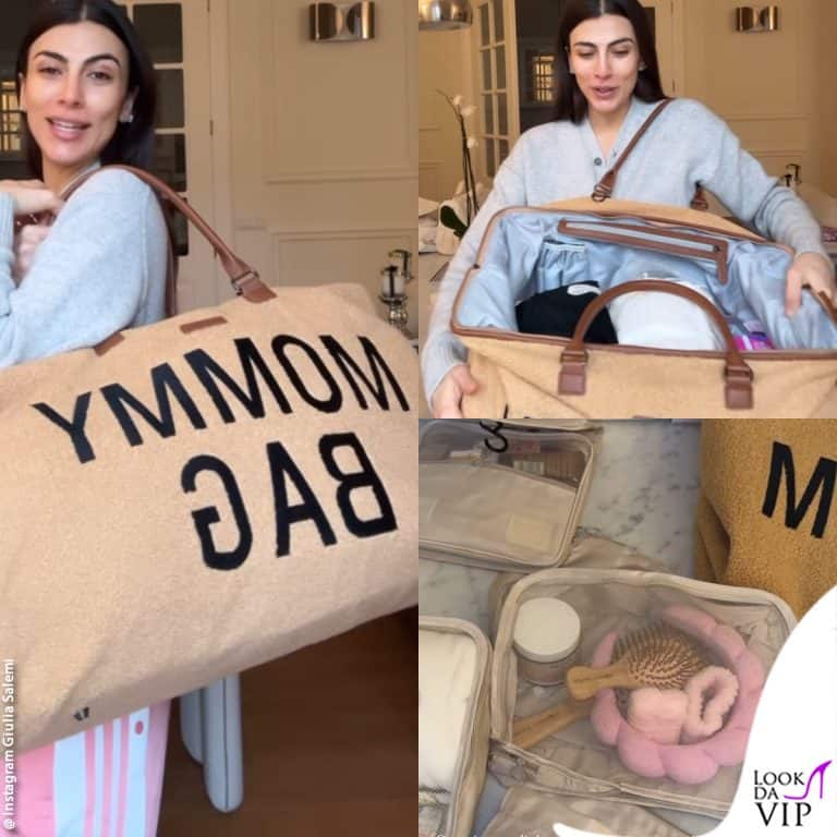 Giulia salemi prepara la borsa per il parto, ecco la Mommy bag