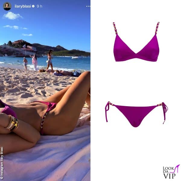 Ilary Blasi sceglie il fuscia del costume Mermazing
