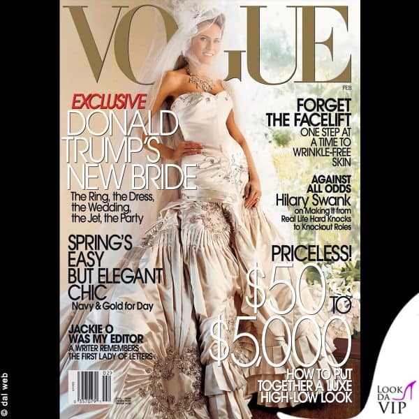 Melania sulla copertina di Vogue, in occasione del suo matrimonio nel 2005