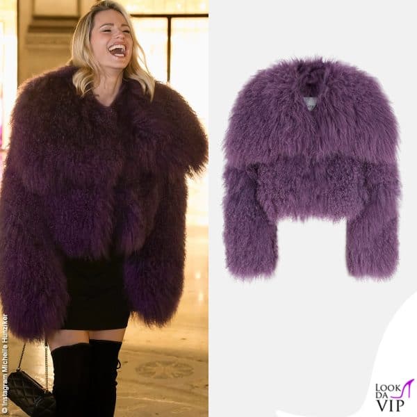 Michelle Hunziker è arrivata al party di compleanno con una pelliccia The Attico