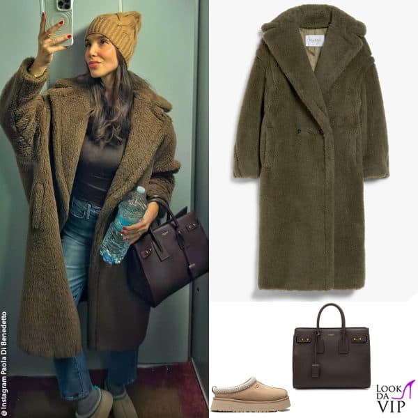 cappotto Max Mara, borsa Saint Laurent, ciabatte Ugg 