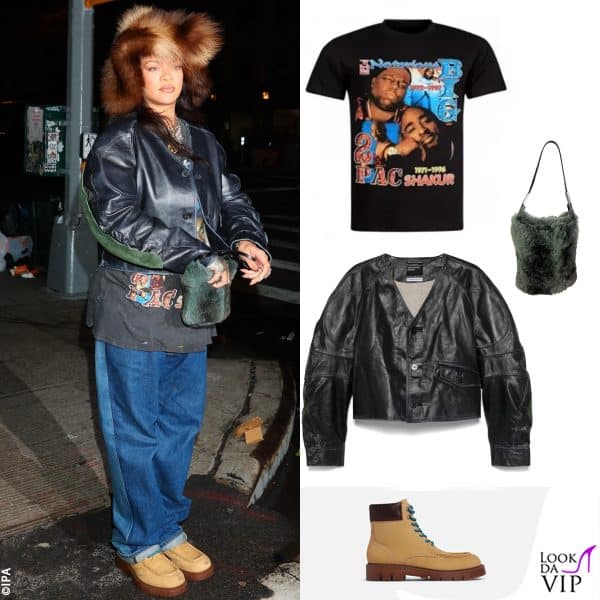 Streetstyle inimitabile: cappello Oscar de la Renta, t-shirt Rockshark, giacca Enfants Riches Deprimes, borsa Gucci, stivali Bottega Veneta