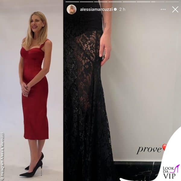 Alessia Marcuzzi indosserà tre outfit Dolce&Gabbana (un dettaglio del fitting)