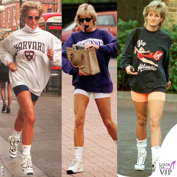 Lady Diana e la passione per le felpe grafiche oversize abbinate ai ciclisti 
