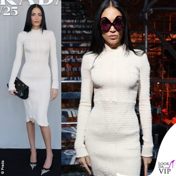 Elodie in bianco da Prada 