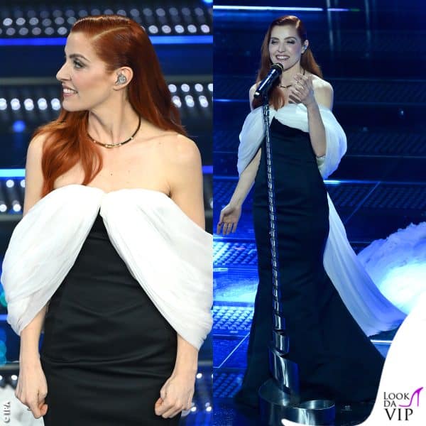 Secondo posto di stile per Noemi: in Giambattista Valli con gioielli Bulgari per la serata inaugurale 