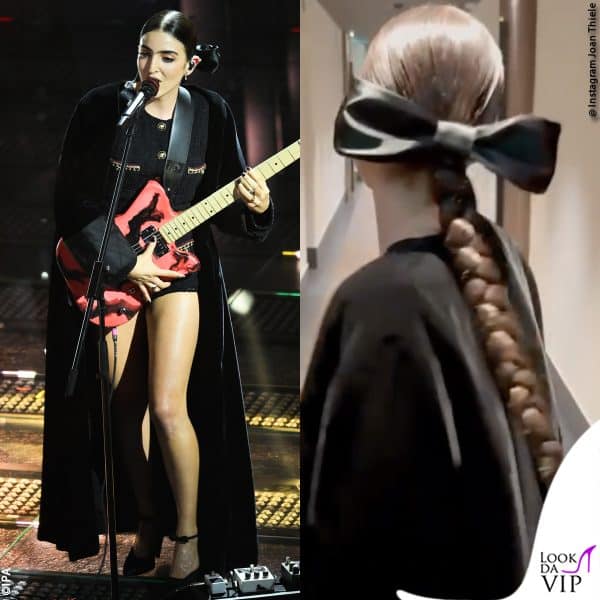 maxi fiocco in testa per Joan Thiele, in Chanel 