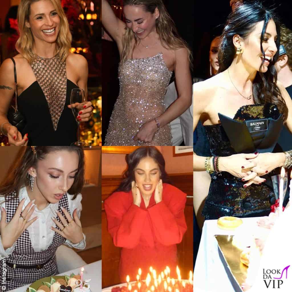 look compleanno Hunziker Ferlito Gregoraci Strazzer De Lellis