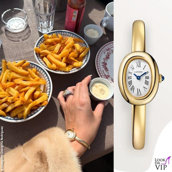 anche l'orologio in oro giallo è firmato Cartier