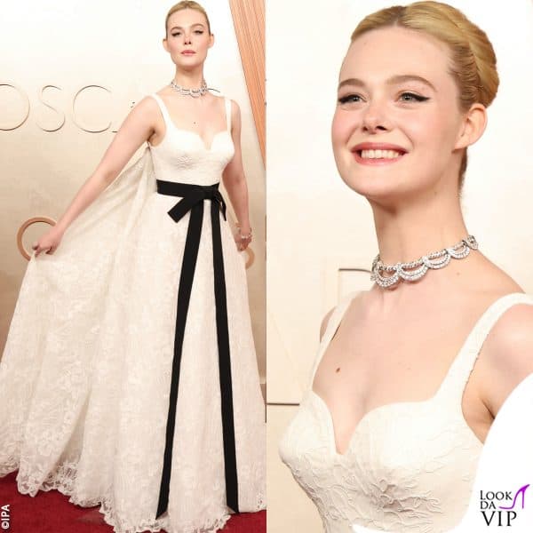 Elle Fanning con un abito Givenchy e gioielli Cartier 