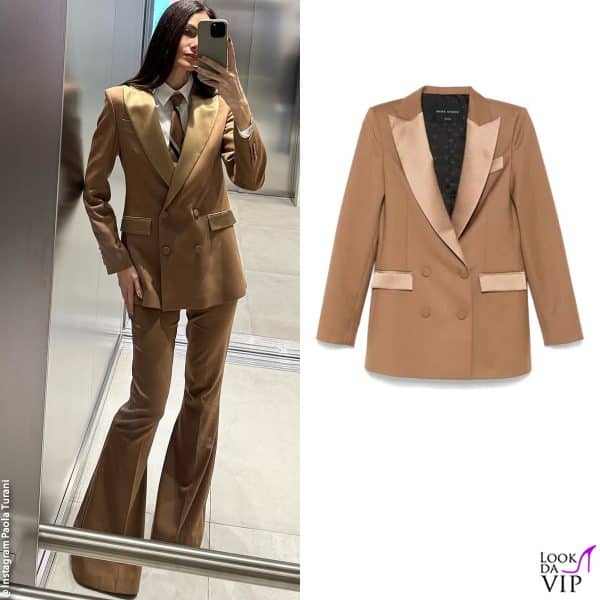 Paola Turani con un tailleur Hebe