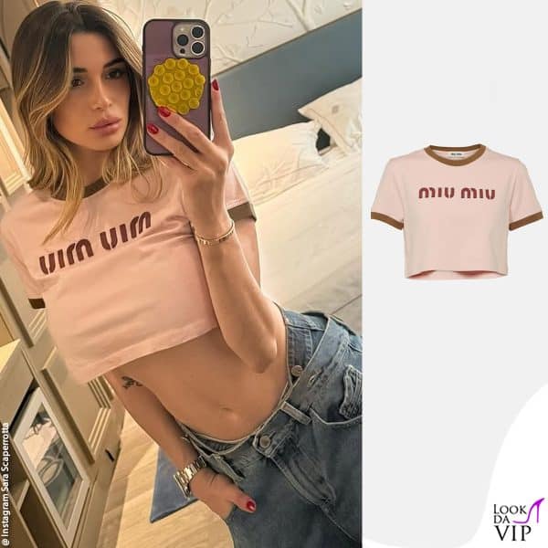 jeans e maglia crop Miu Miu 