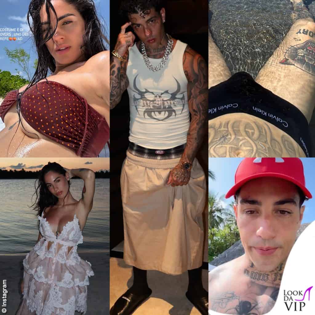 I look di Tony Effe e Giulia De Lellis in vacanza alle Maldive