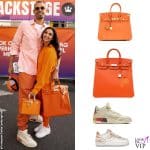 look total orange per Elettra Lamborghini e Afrojack