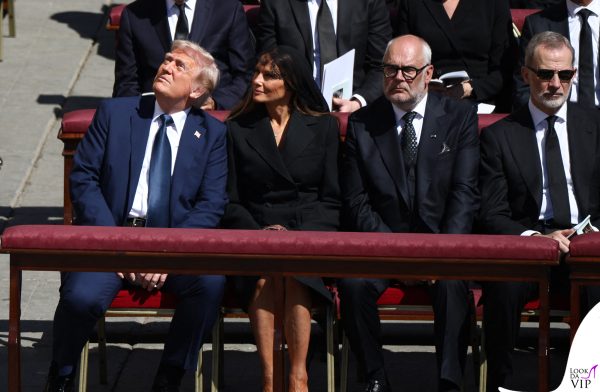 US President Donald Trump, his wife US First Lady Melania Trump, Estonia's President Alar Karis, King Felipe of Spain attending Pope Francis' funeral ceremony at St Peter's Square in The Vatican, on April 26, 2025. Photo by Raphael Lafargue/ABACAPRESS.COM