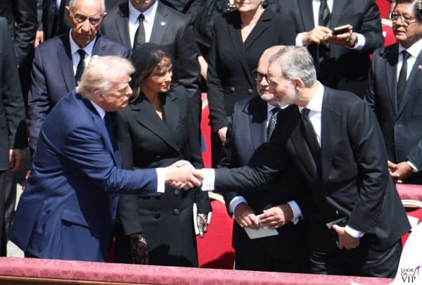 US President Donald Trump, his wife US First Lady Melania Trump, Estonia's President Alar Karis, King Felipe of Spain attending Pope Francis' funeral ceremony at St Peter's Square in The Vatican, on April 26, 2025. Photo by Raphael Lafargue/ABACAPRESS.COM