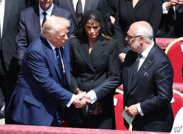 US President Donald Trump, his wife US First Lady Melania Trump, Estonia's President Alar Karis attending Pope Francis' funeral ceremony at St Peter's Square in The Vatican, on April 26, 2025. Photo by Raphael Lafargue/ABACAPRESS.COM