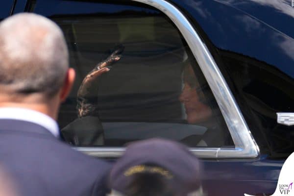 Melania Trump waves to people during her departure from the Vatican in Rome, Italy on 26 April, 2025. (Photo by Jaap Arriens / Sipa USA)